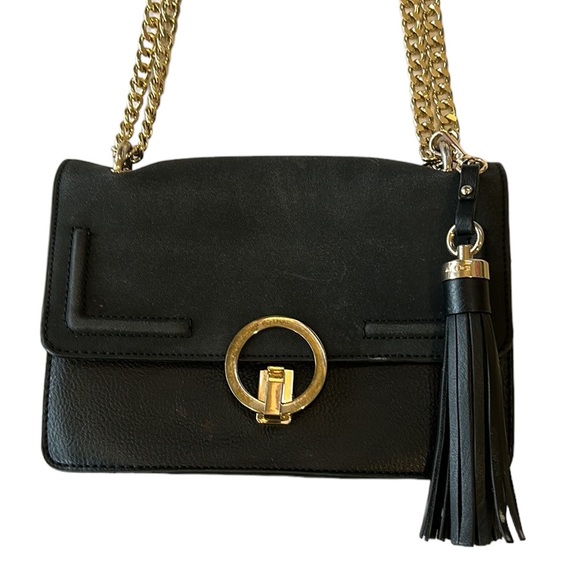 ALDO Black Gold Chain Flap Shoulder Bag Crossbody - Picture 5 of 16